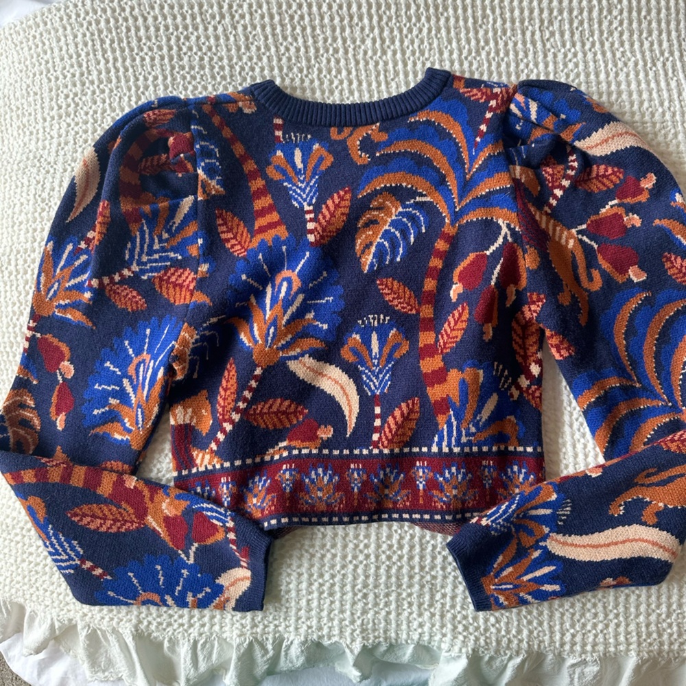 FARM Rio Blue and Orange Patterned Sweater - Picture 3 of 3